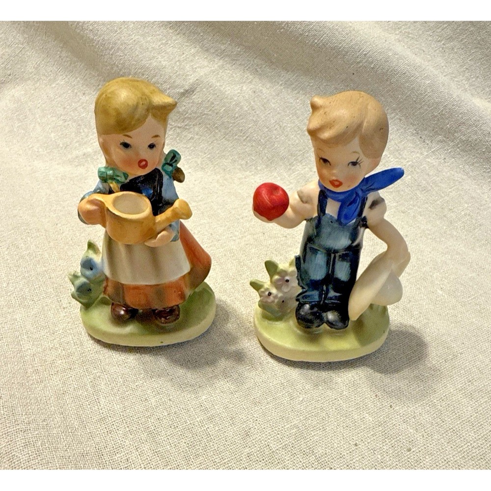 Set Vintage Napcoware Porcelain Boy & Girl Figurines C7364‎  Japan - Picture 2 of 11